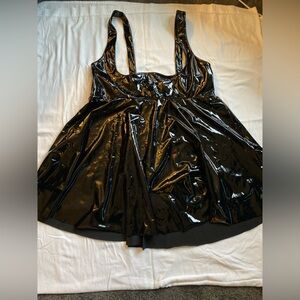 Shein black vinyl suspender dress size 4X